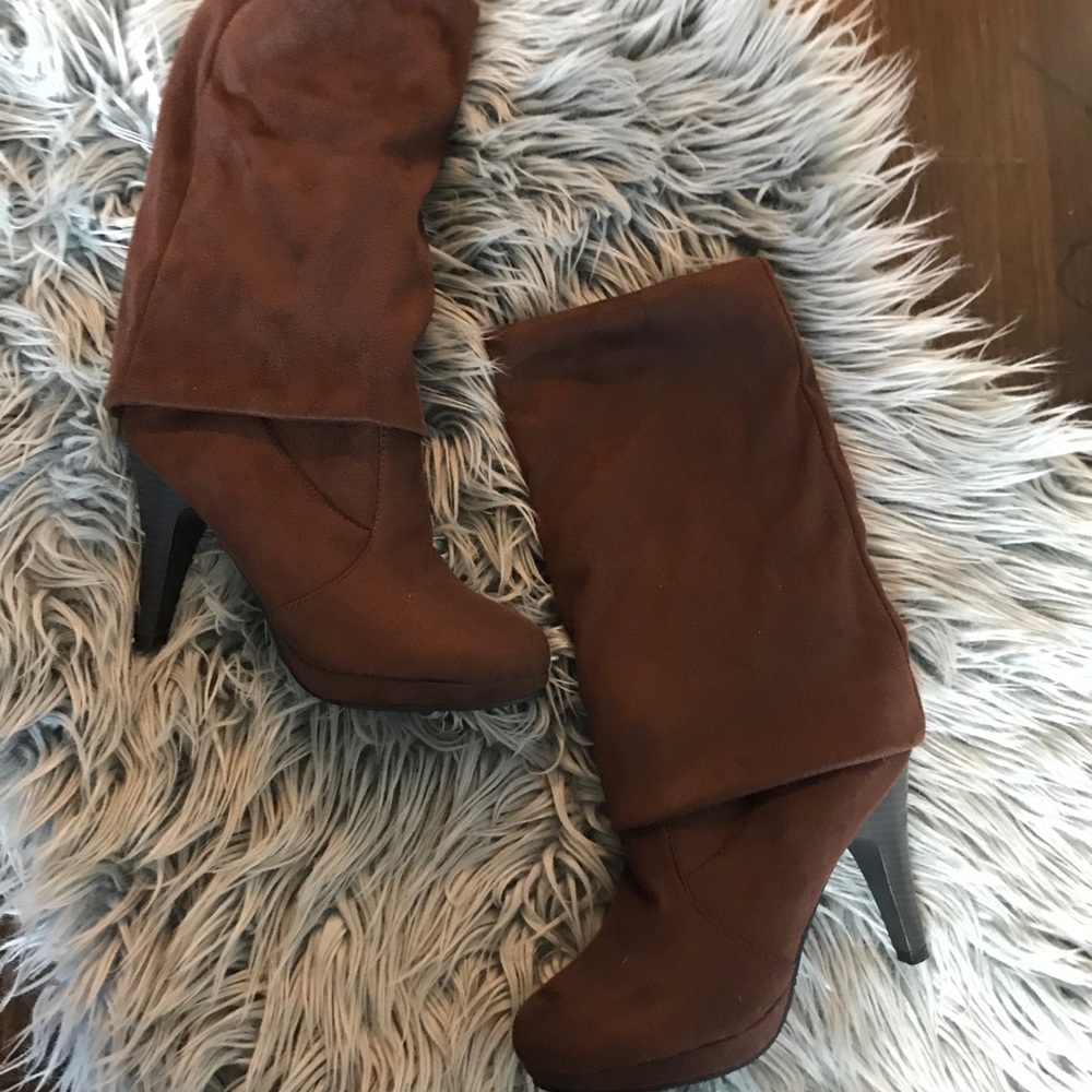 Brown faux suede